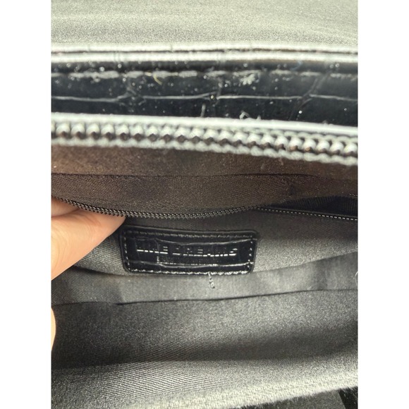 Like Dreams Black Croc Embossed Bow Crossbody Bag Top Handle Handbag - Picture 13 of 13